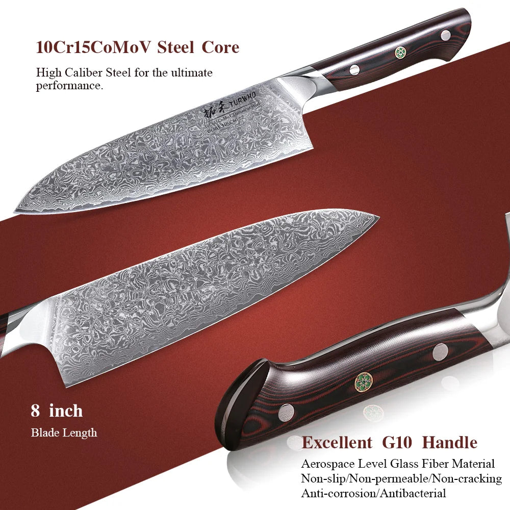 SHENGSHARP 67-Layer Damascus Chef Knife – G10 Handle Gift Box Damascus Kitchen Knife Qst