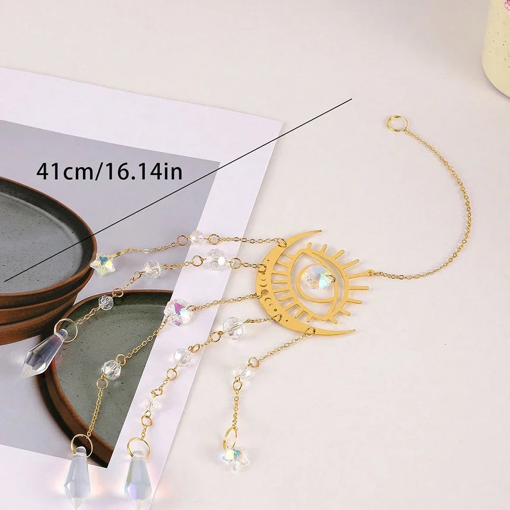 Moon Crystal Pendant Sunlight Catcher – Garden Hanging Decor Crystal Hanging Ornament Qme