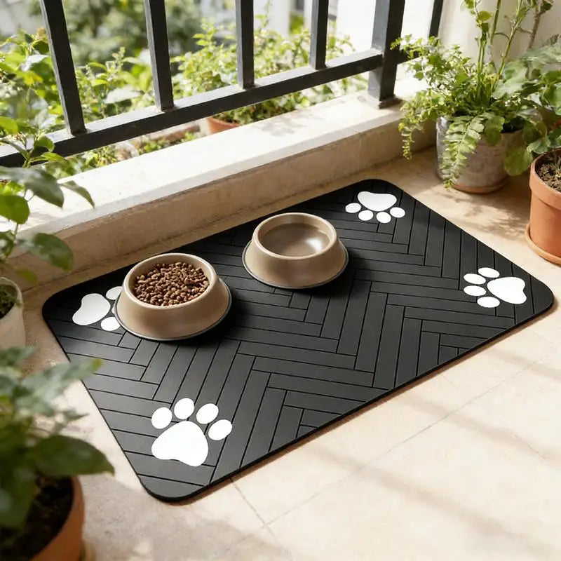 Quick-Dry Waterproof Pet Feeding Mat for Dogs & Cats 60x40cm Pet Feeding Mat Qme