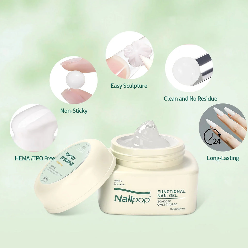 Nailpop No TPO HEMA Extension Gel – Non-Sticky Nail Art Nail Extension Gel Qme
