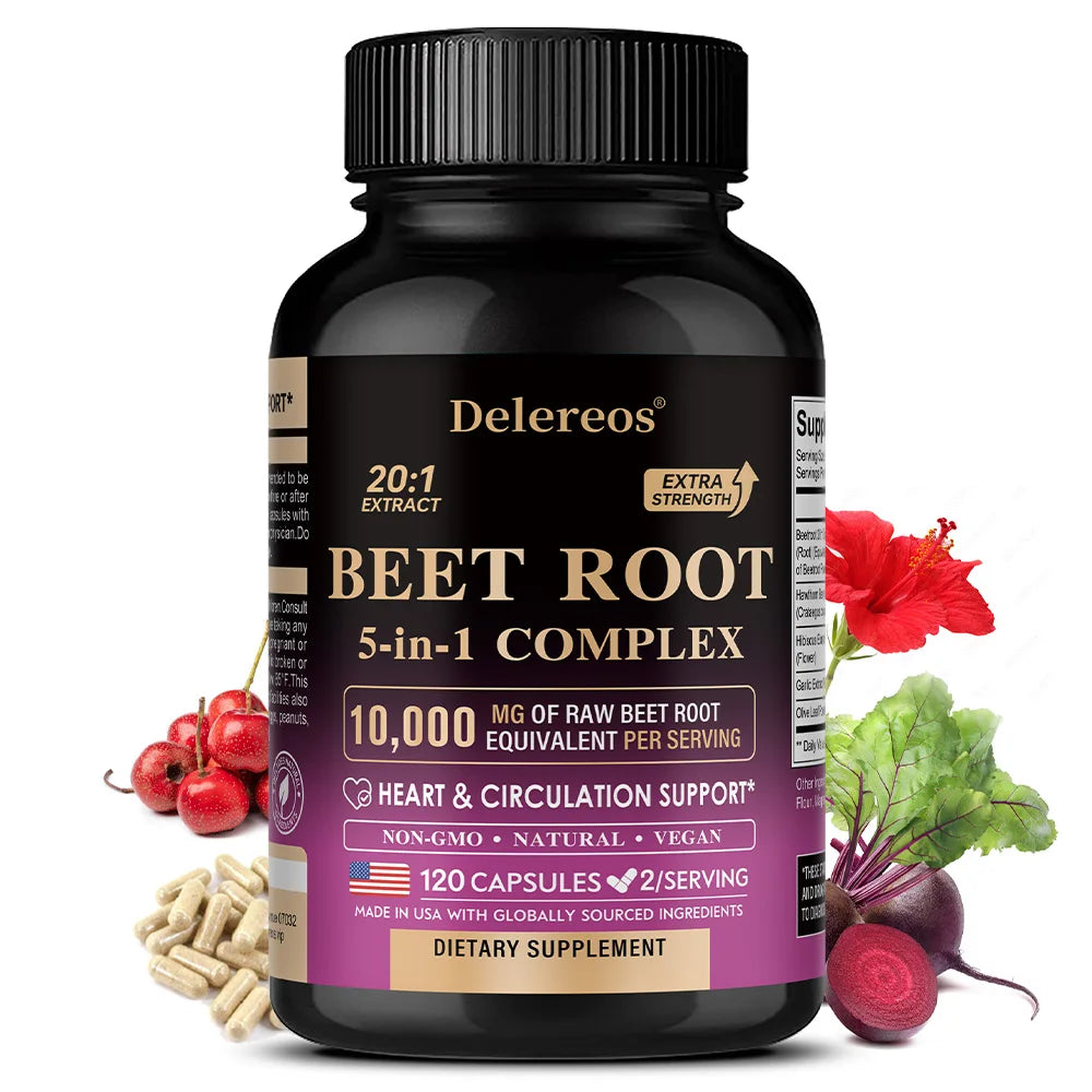 Organic Beetroot Capsules – Heart & Circulation Support Herbal Supplement Qst
