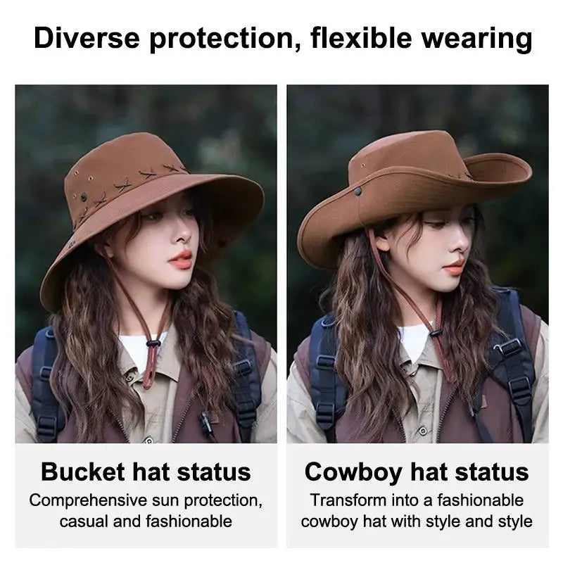 Breathable Cotton Western Cowboy Hat – Wide Brim, Adjustable Western Cowboy Hat Qme