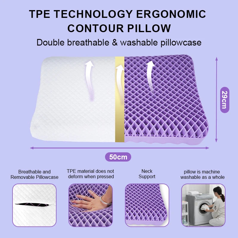 Ergonomic TPE Memory Foam Cervical Pillow for Deep Sleep Ergonomic Sleep Pillow Qst