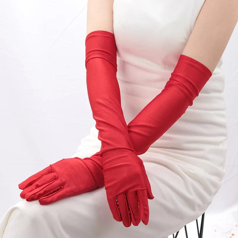 Women's Elbow-Length Opera Gloves | Sun Protection & Evening Party Opera Evening Gloves Qme