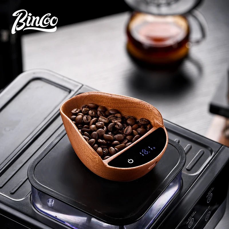 Bincoo Solid Wood Coffee Dosing Tray – Bean Weighing Disc Coffee Dosing Tray Qst