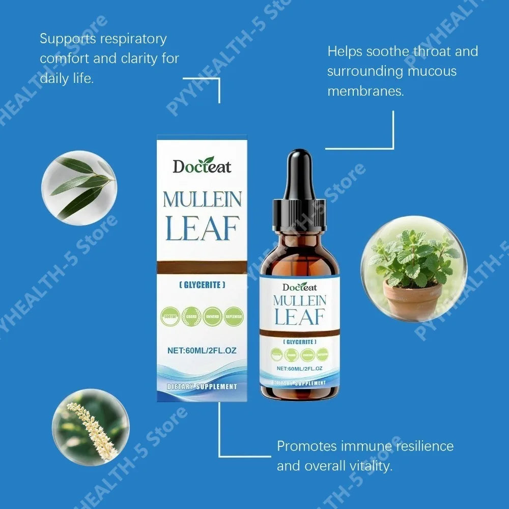 Mullein Leaf Tincture Glycerite Herbal Extract Drops 60ml Herbal Tincture Drops Qst