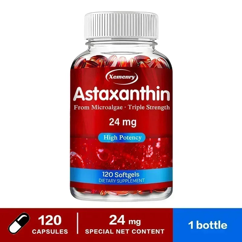 Xemenry Astaxanthin Capsules – Brain, Skin & Heart Antioxidant Antioxidant Supplement Qst 120 Capsules