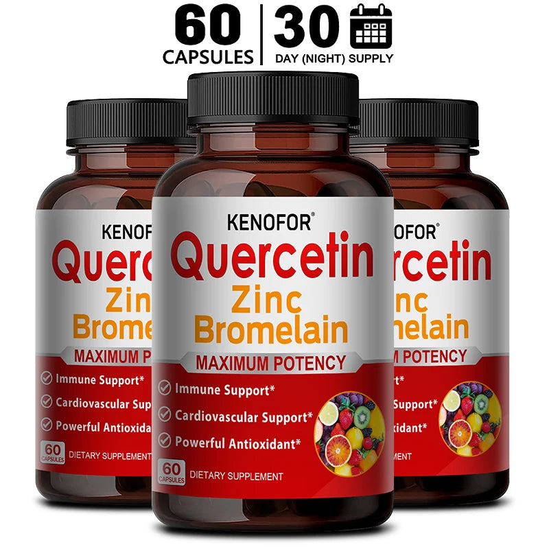 Zinc Quercetin Bromelain Supplement – 120 Capsules Dietary Supplement Qst 60 count-3 bottle
