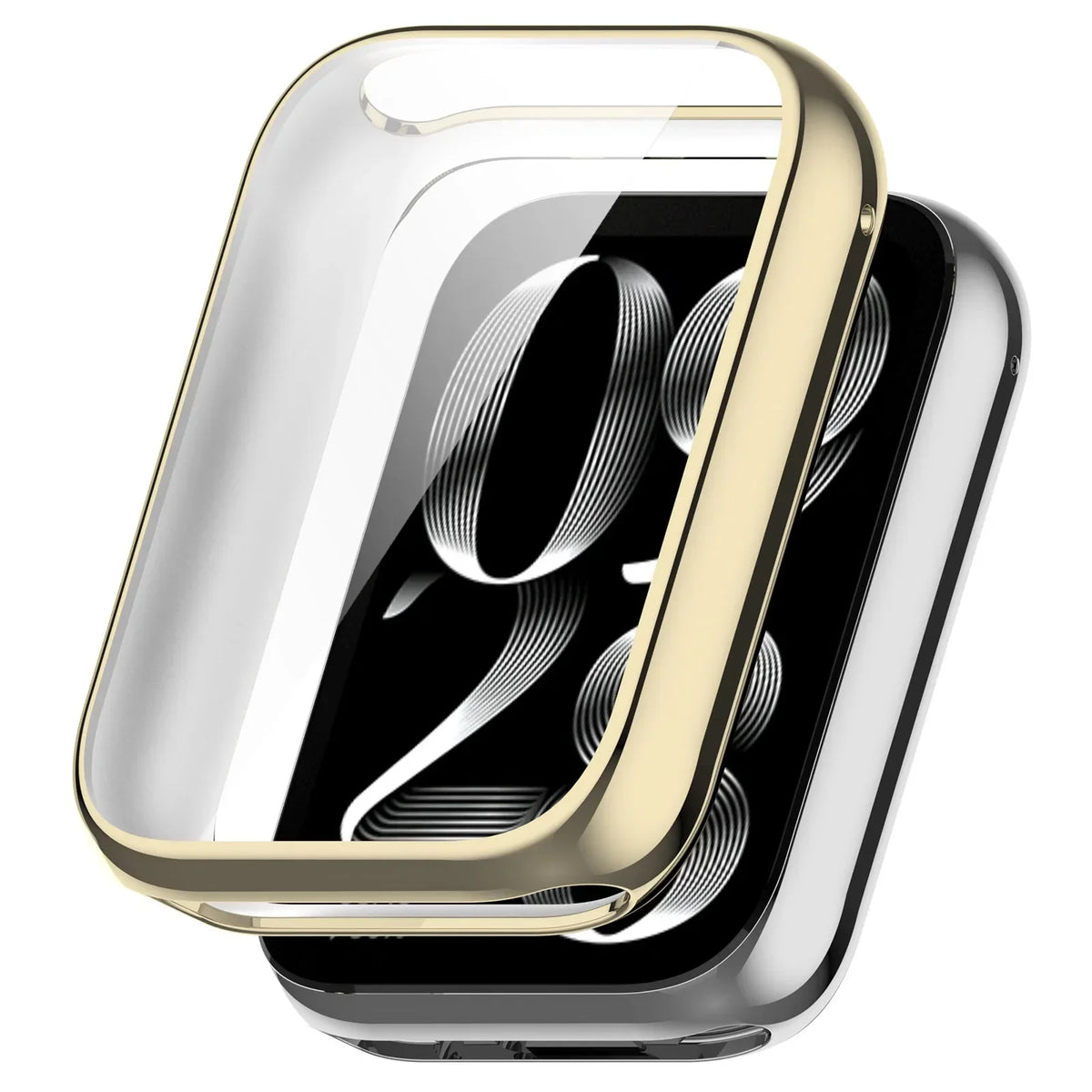TPU Plating Case & Tempered Glass for Xiaomi Band 8 & 7 Smart Band Case Qme Light Gold For Mi Band 8Pro