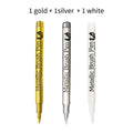 Metallic Brush Marker Pens – Gold, Silver, Copper & White Metallic Brush Markers Qme 1White 1Gold 1Silver