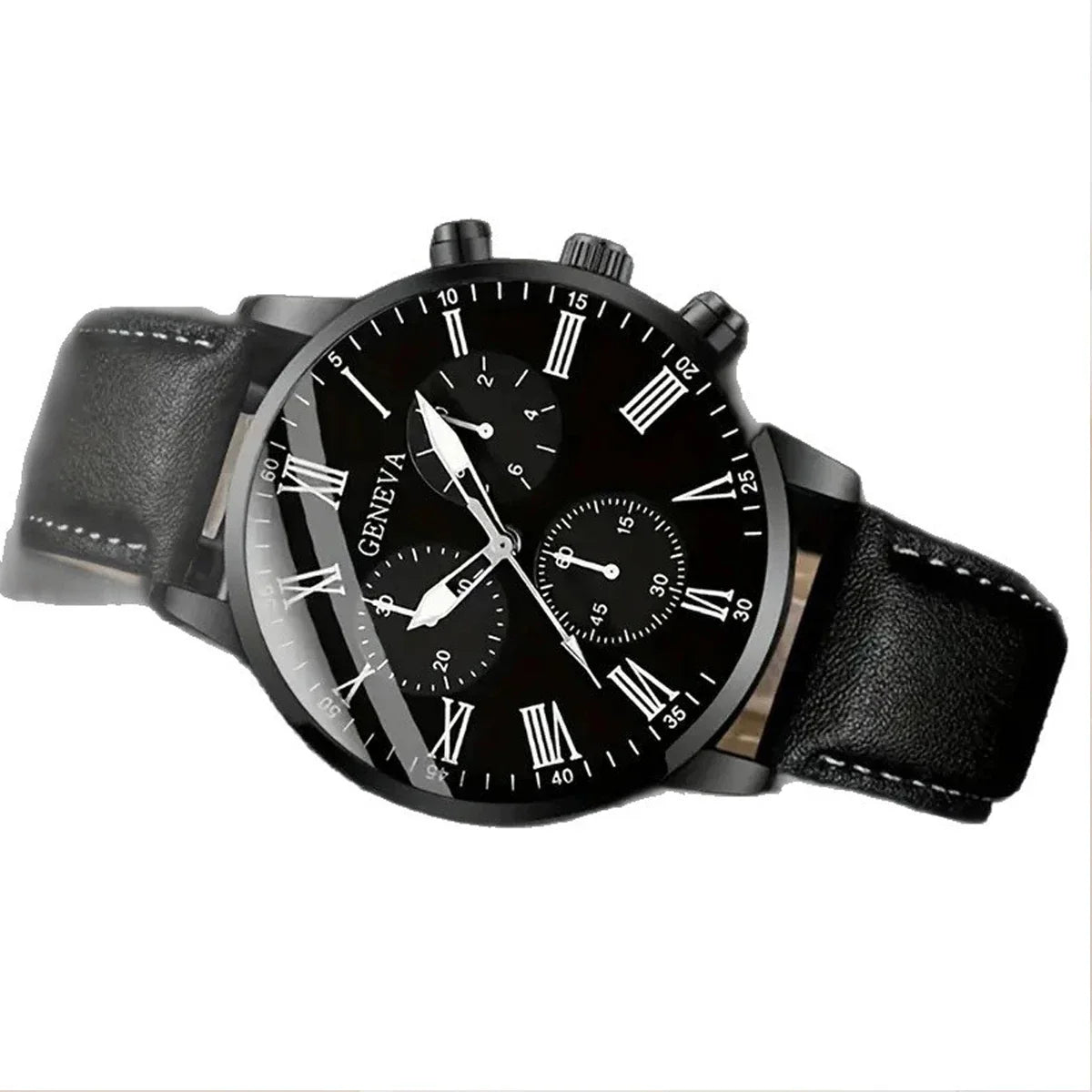 Men's Business Quartz Watch Black & White Belt Strap | Qme Quartz Wristwatch Qme
