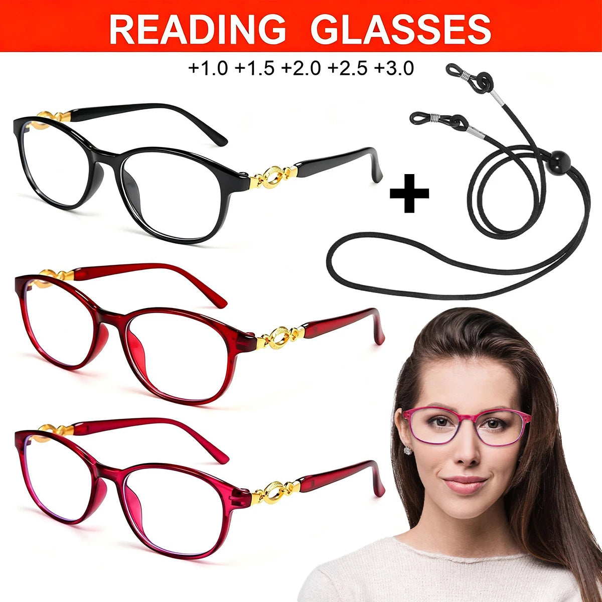 VOPHA L4 Lightweight Oval Reading Glasses – Unisex PC Frame Reading Glasses Qst