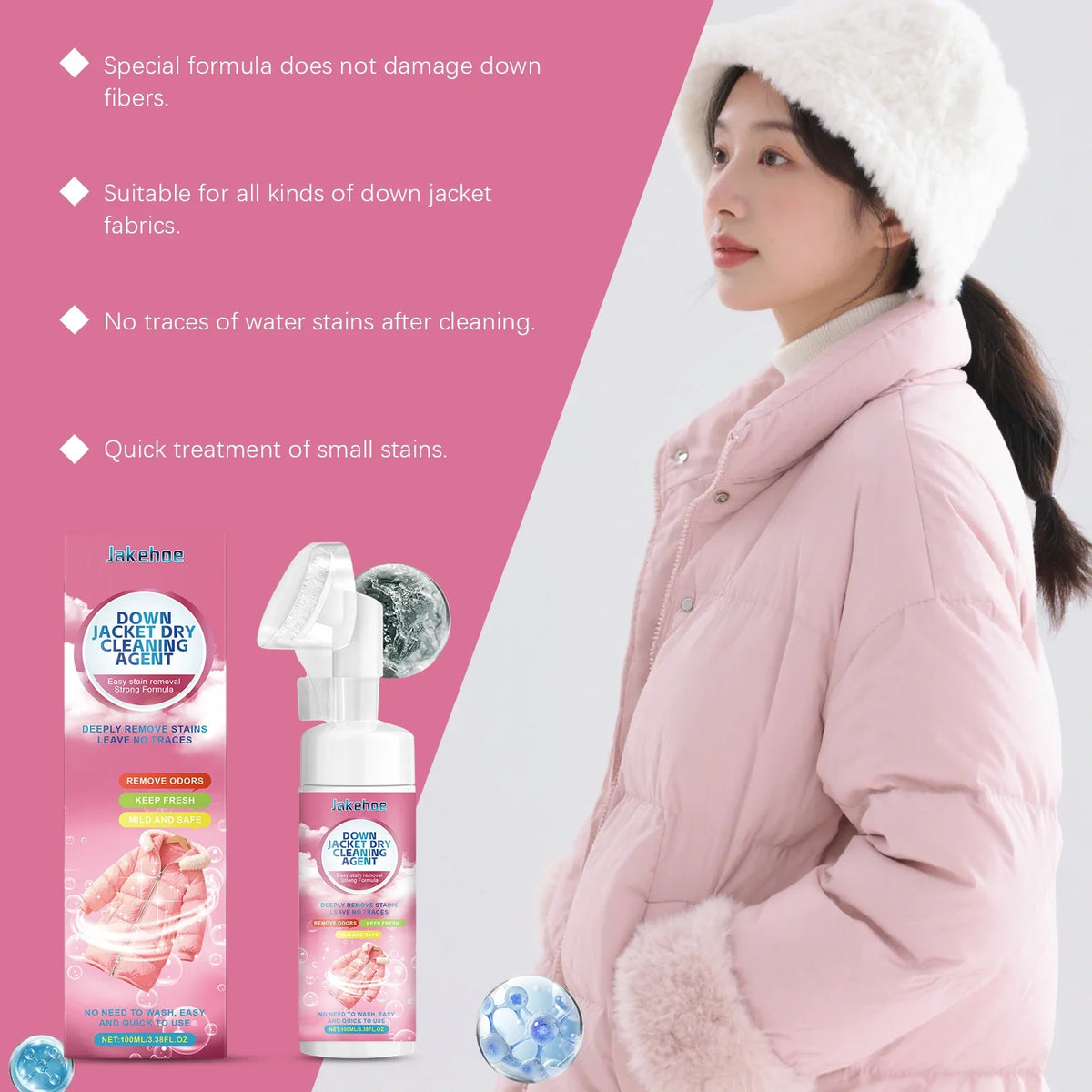 Down Jacket Dry Cleaning Spray – Deep Clean & Stay Fluffy Fabric Cleaning Spray Qme
