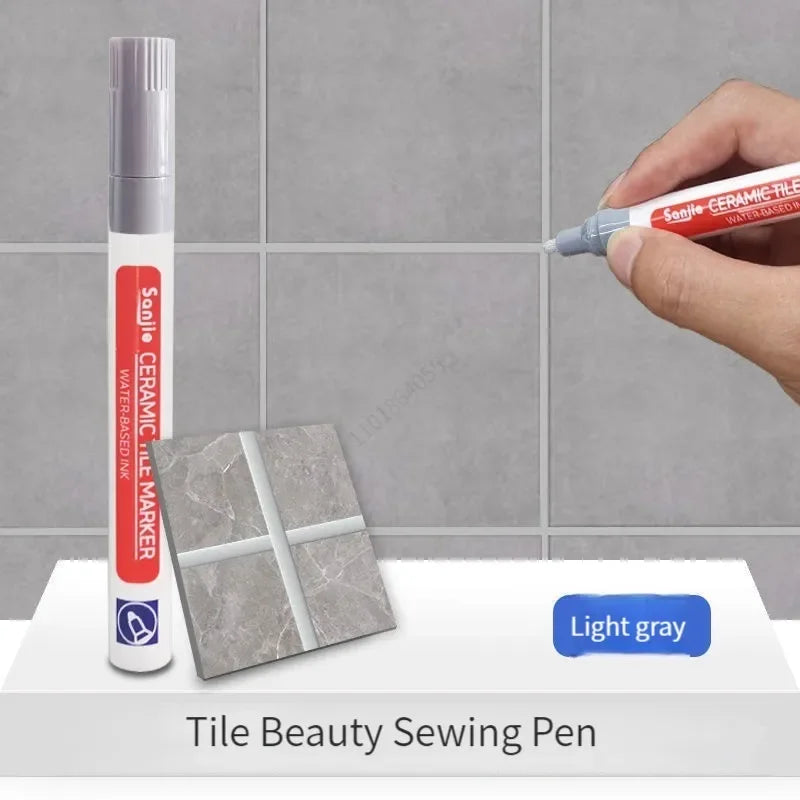 Waterproof Tile Grout Pen – Wall & Floor Seam Marker | Qme Grout Repair Pen Qme Light Gray