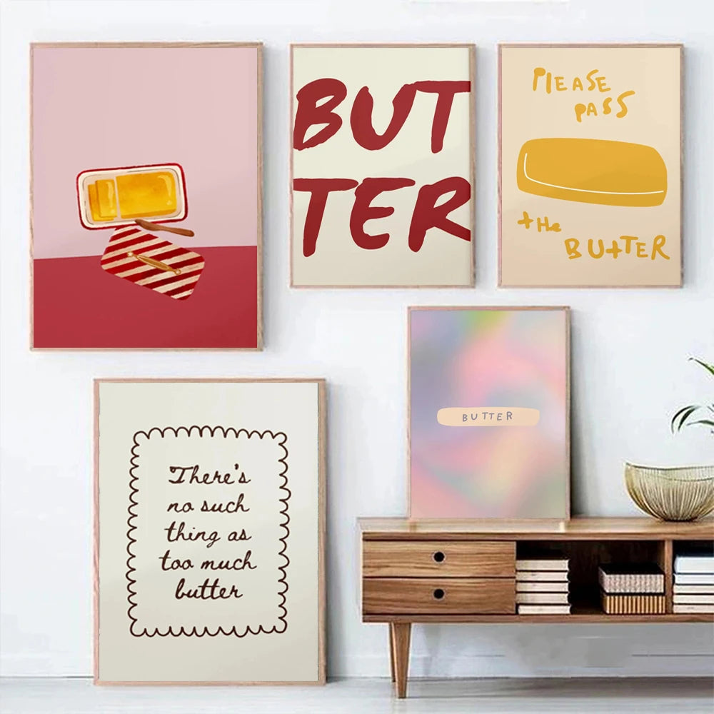 Butter Poster Minimalist Kitchen Canvas Wall Art Print Canvas Wall Art Qst