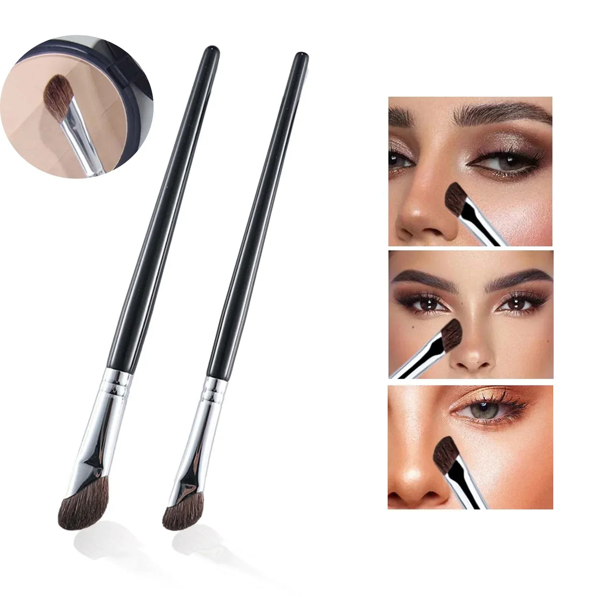 3D Contour Nose Shadow & Angled Eyeliner Brush | Travel Makeup Contour Brush Qme