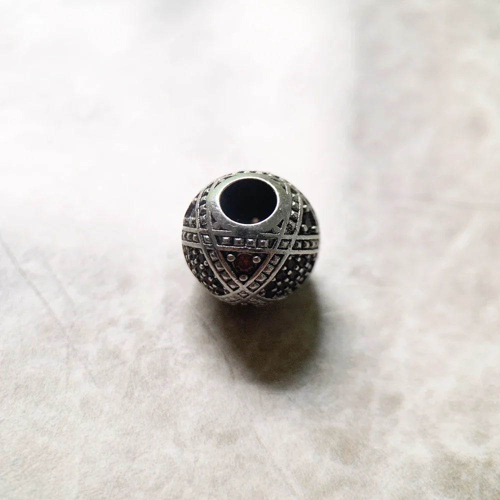 Champagne CZ 925 Sterling Silver Karma Charm Bead Sterling Silver Charm Bead Qme