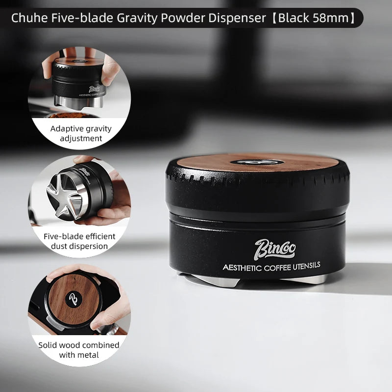 Bincoo 58mm Auto-Leveling Coffee Tamper & Distributor Stand Espresso Tamper Set Qst 58mm black