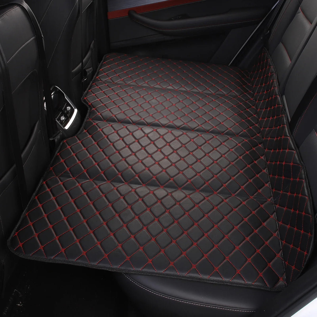 PU Leather Car Back Seat Folding Mattress | Non-Inflatable Portable Car Seat Mattress Qme