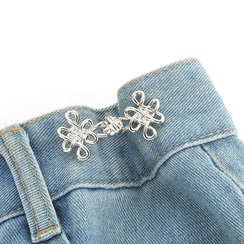 Chinese Knot Waist Buckle – Detachable Pants Clip for Jeans Waist Buckle Clip Qst Silver