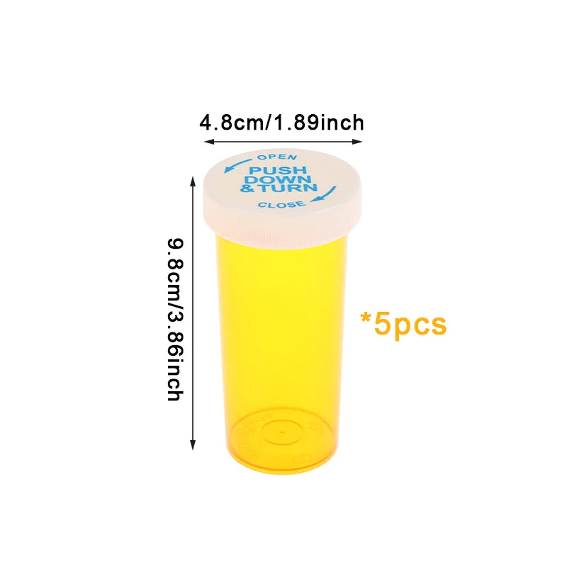 5-Pack Child-Resistant Pill Bottles – Travel Medicine Vials Pill Storage Bottles Qst A6
