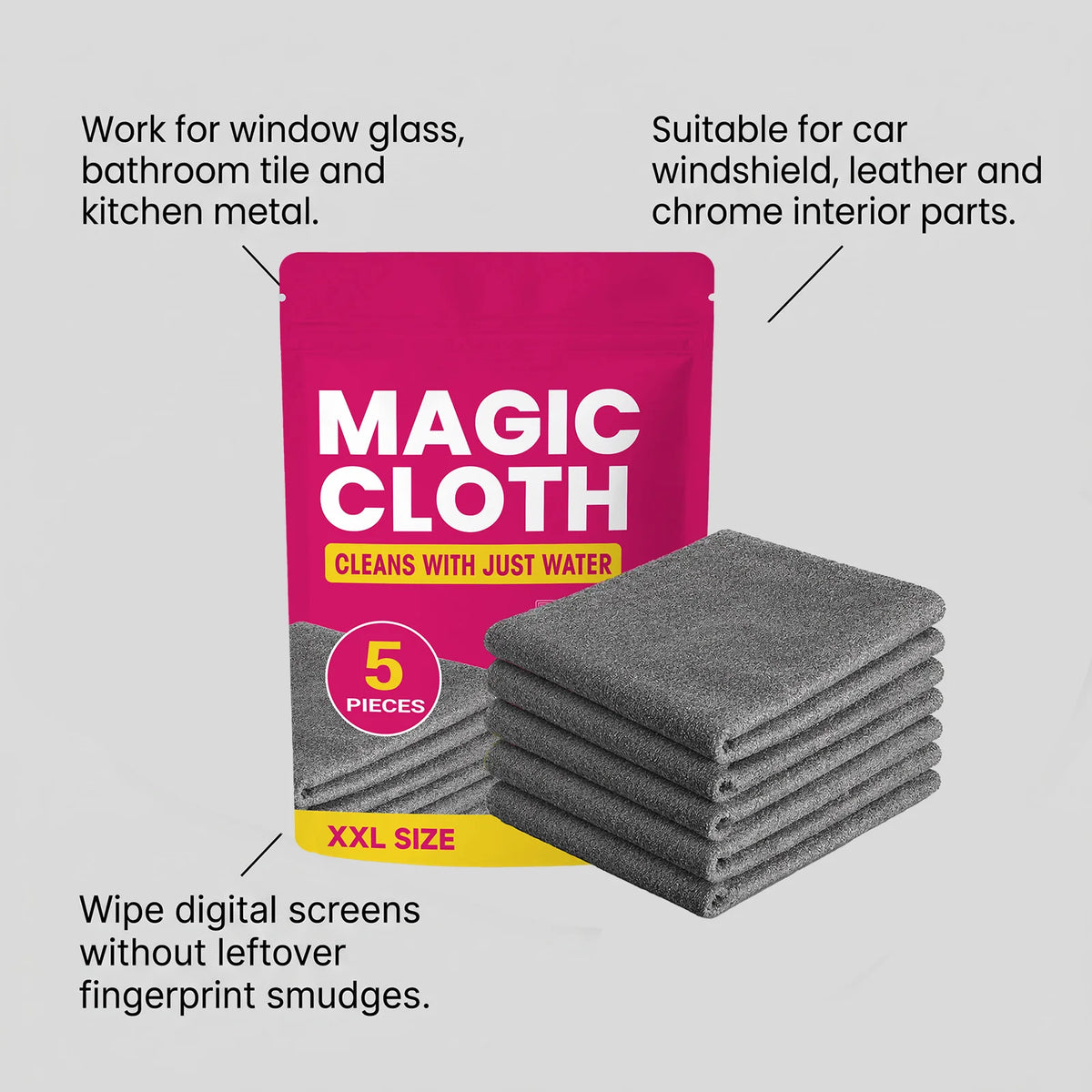 5-Pack Magic Microfiber Cleaning Cloths – Multi-Surface Microfiber Cleaning Cloth Qst