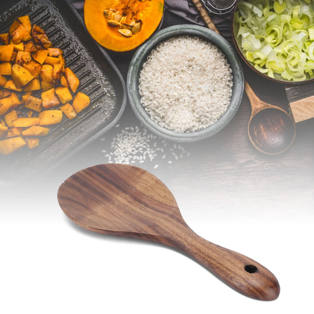 Wooden Rice Paddle Spoon – Large Kitchen Serving Scoop Wooden Serving Spoon Qme