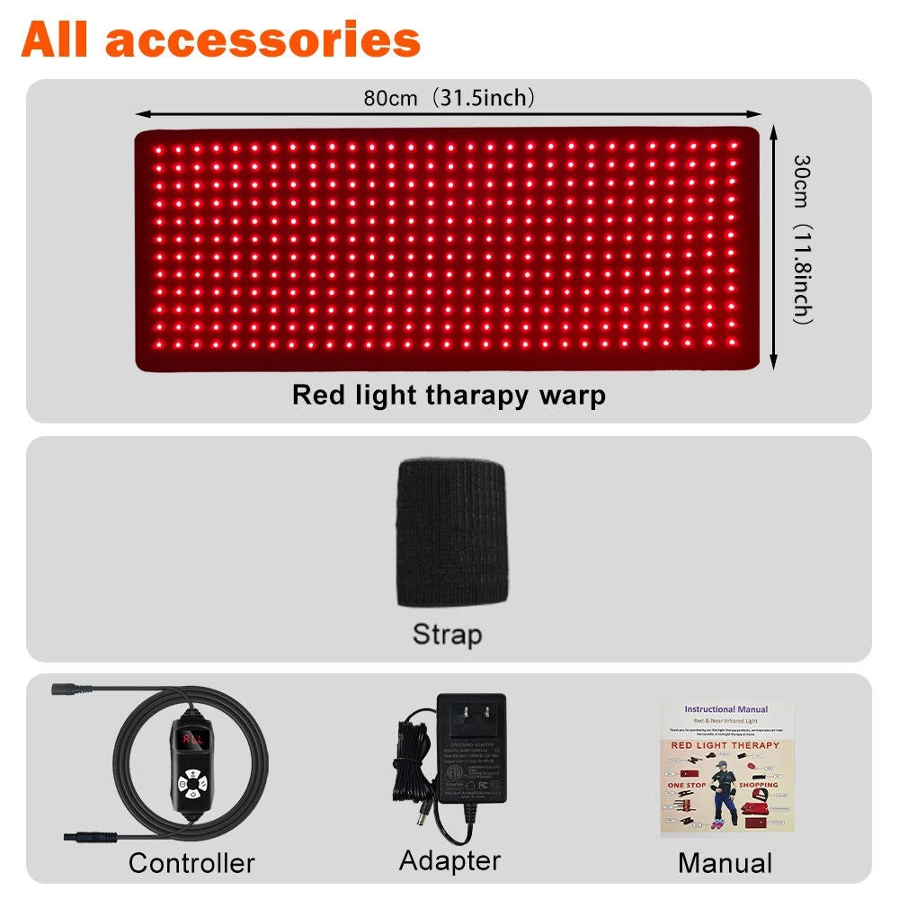 Wearable Red Light Therapy Pad 660nm 850nm – Large Wrap Belt Red Light Therapy Pad Qst 360Leds Pad