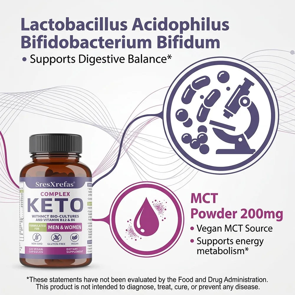 Keto Complex Formula with B12 & B6 – Non-GMO Vegan Capsules Keto Diet Supplement Qst