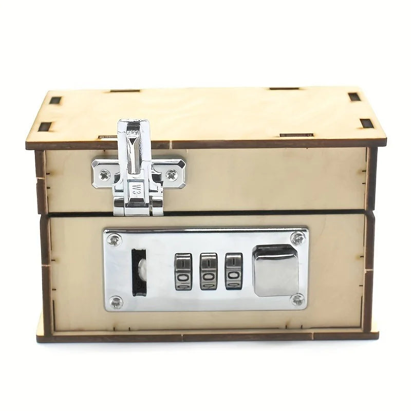 3D Wooden Mechanical Password Treasure Box DIY Model Kit DIY Wooden Model Kit Qme