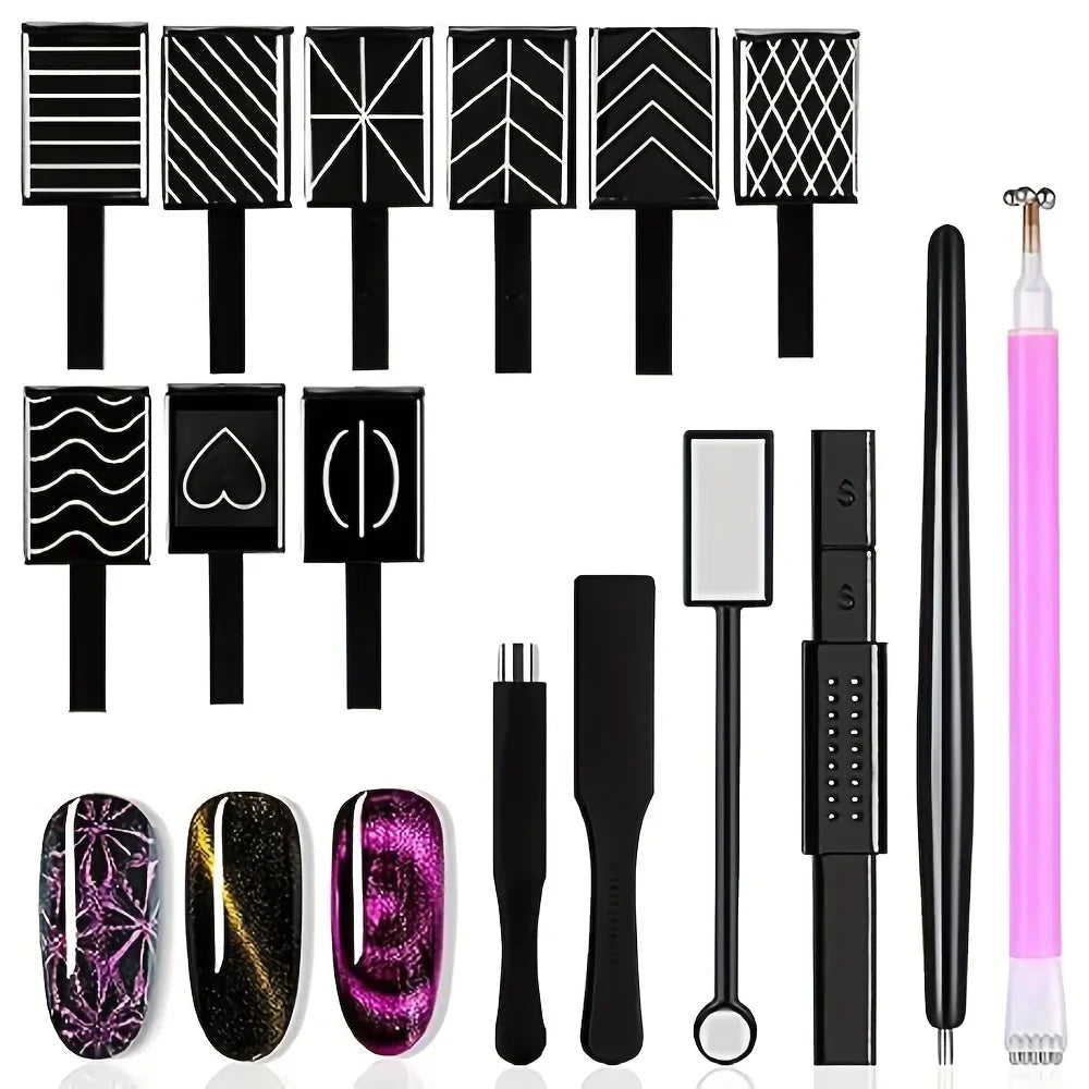 Cat Eye Nail Magnet Set – Nail Art Tool & Supplies | Qme Nail Art Magnet Tool Qme 15pcs