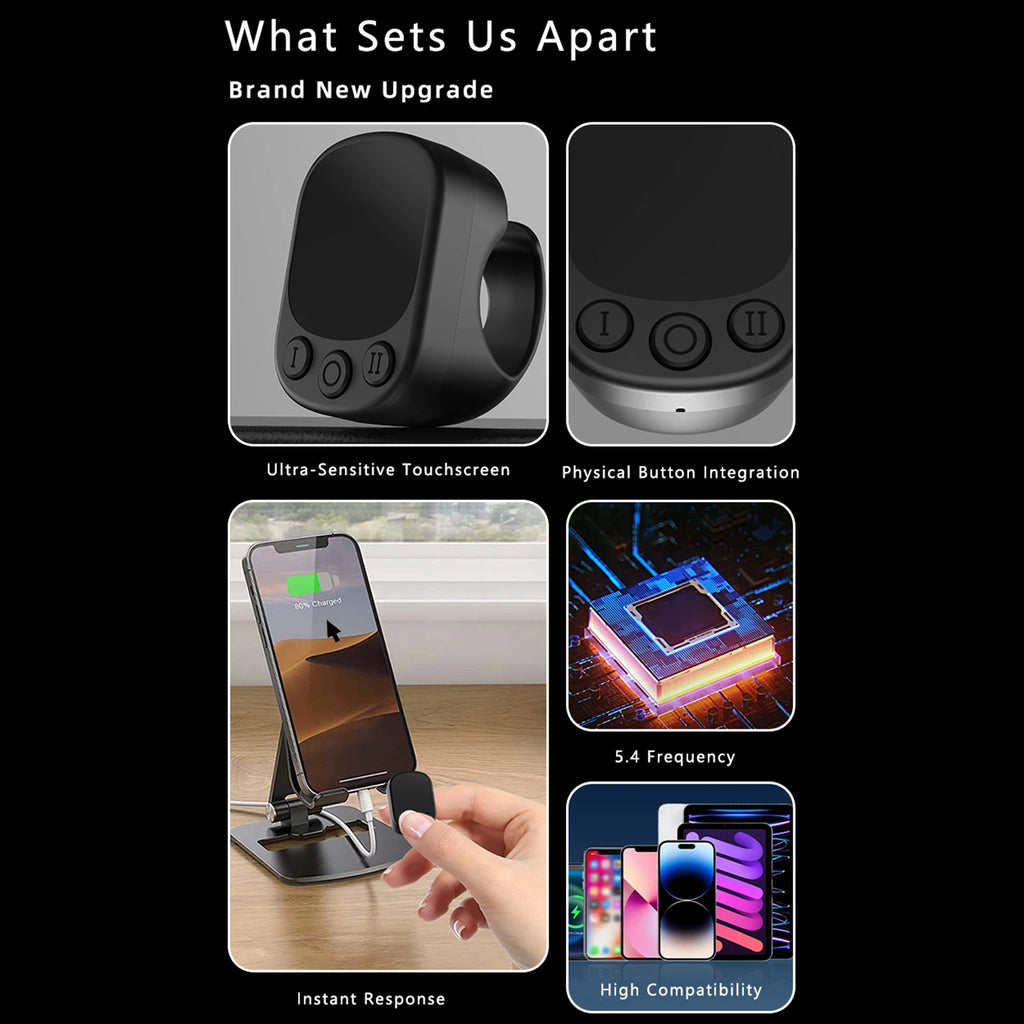Bluetooth 5.4 Remote Control Ring – Touchpad & Page Turner Bluetooth Remote Ring Qst
