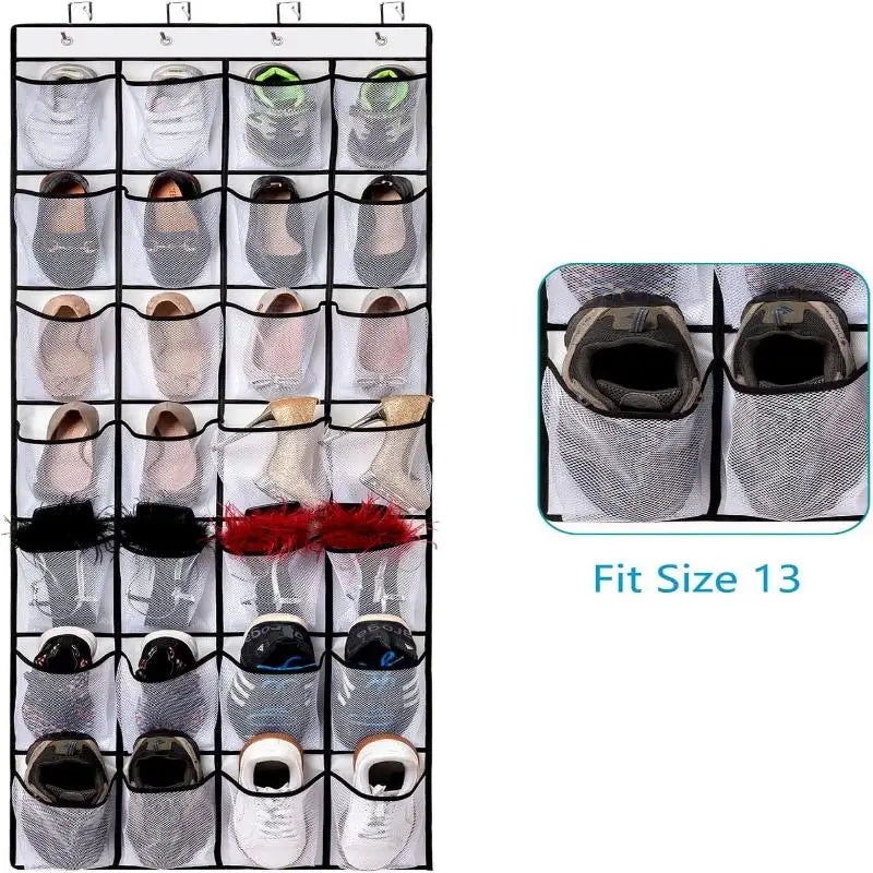 Hanging Shoe Organizer – 24 to 40 Large Mesh Pockets Hanging Shoe Organizer Qme