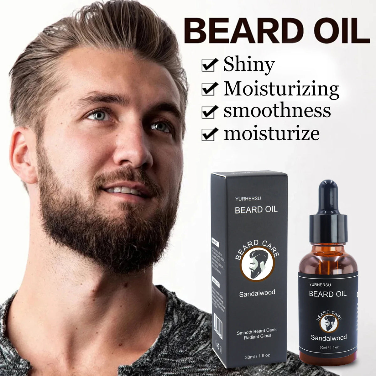 YURHERSU 30ml Beard Growth Oil – Soft, Thick & Smooth Beard Beard Growth Oil Qst