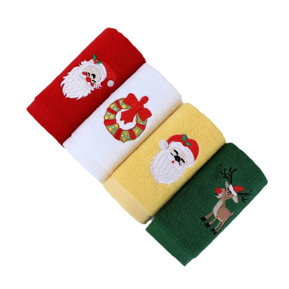 Christmas Embroidered Cartoon Face Towels – Soft & Absorbent Christmas Washcloth Towel Qme One Size