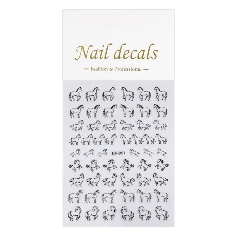 Embossed Pony Nail Stickers – Cute DIY Nail Art Manicure Nail Art Stickers Qst