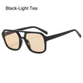 Punk Square Frame Sunglasses | Retro Anti-UV Beach Shades Square Frame Sunglasses Qme Black Tea