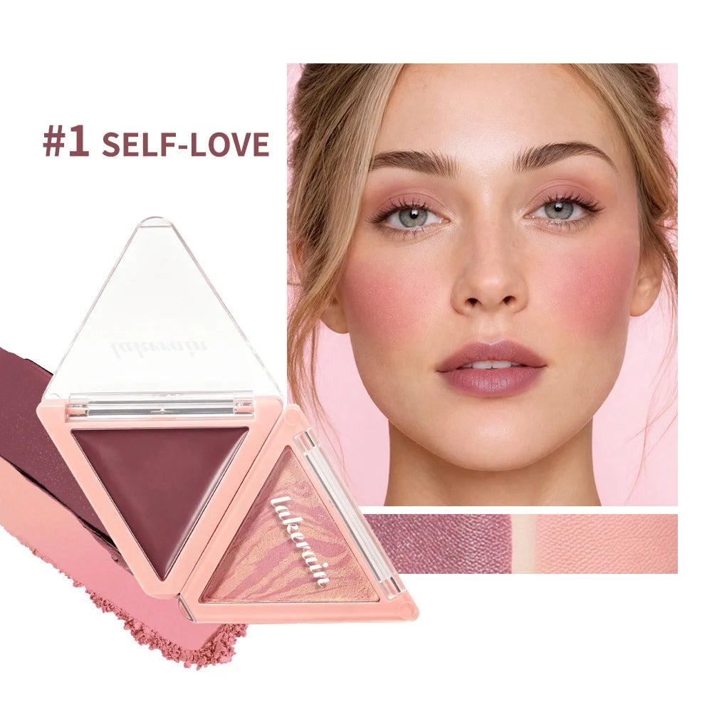DANCHEL Two-Tone Blush Palette – Dual Cream & Powder Blush Blush Palette Qst 01