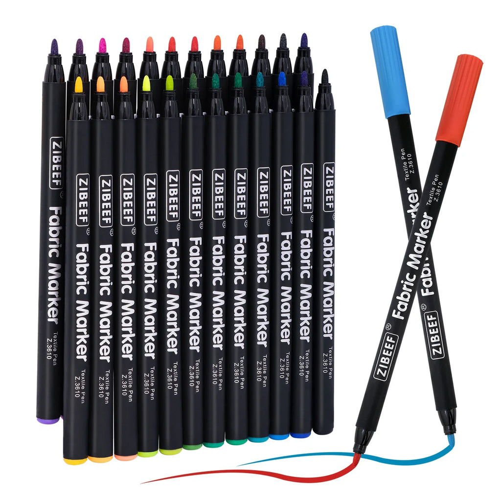 Fabric Markers Set 12 & 24 Colors – Permanent Fabric Art Pens Fabric Art Markers Qme