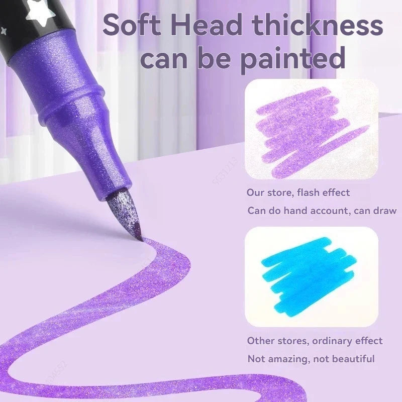 Glitter Double Tip Shimmer Marker Pens for Cards & DIY Art Glitter Marker Pens Qme