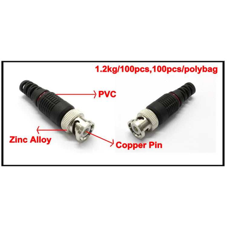 BNC Male Solderless Right-Angle Video Connector 20pcs | CCTV BNC Video Connector Qme