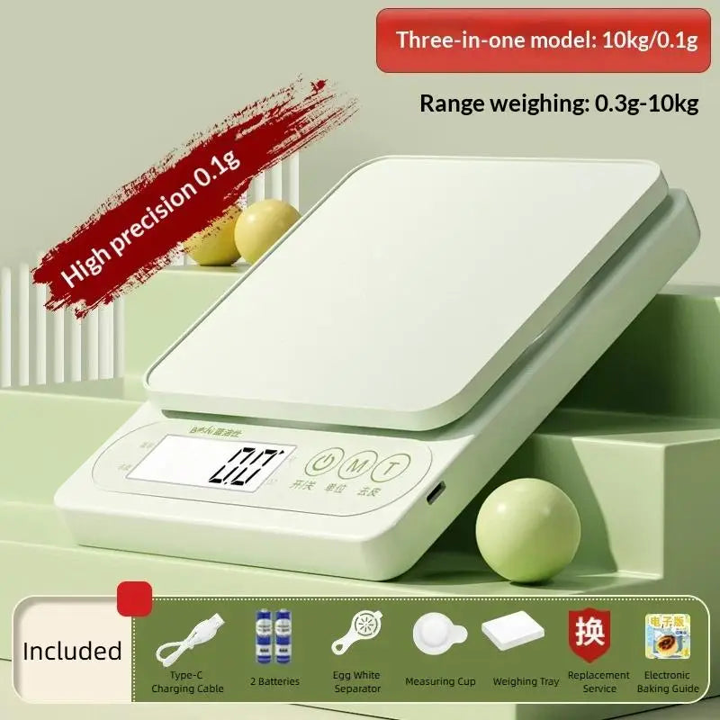 Digital Kitchen Scale – One-Touch Tare, 10kg, 0.1g Accuracy Digital Kitchen Scale Qme 3 A