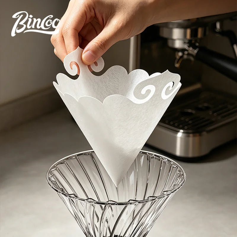 BINCOO V60 Pour Over Coffee Filter Papers – Round & Fan Shaped Coffee Filter Papers Qst