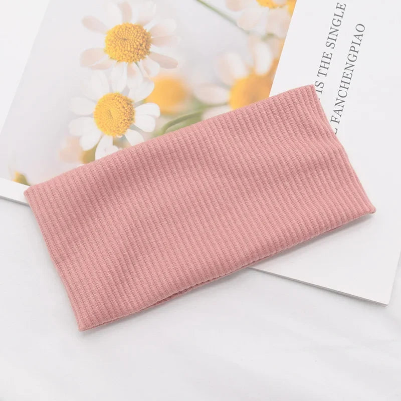 Women's Wide Elastic Headband – Organic Cotton Makeup Hair Hoop Wide Elastic Headband Qme Pale Pinkish Grey One Size