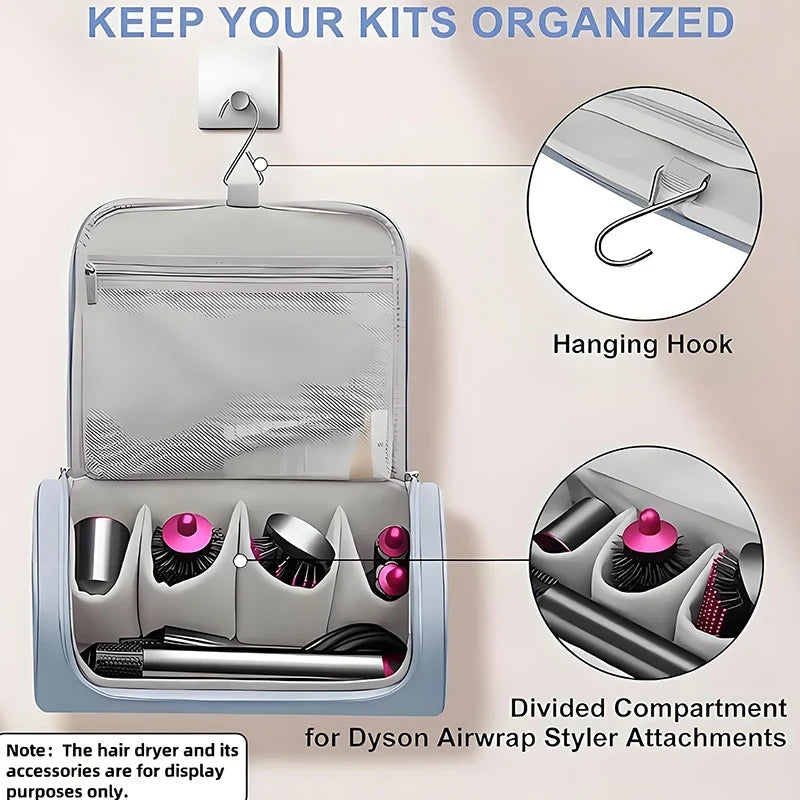 Hair Dryer Travel Organizer Bag – PU Leather Carrying Case Hair Tool Travel Case Qme
