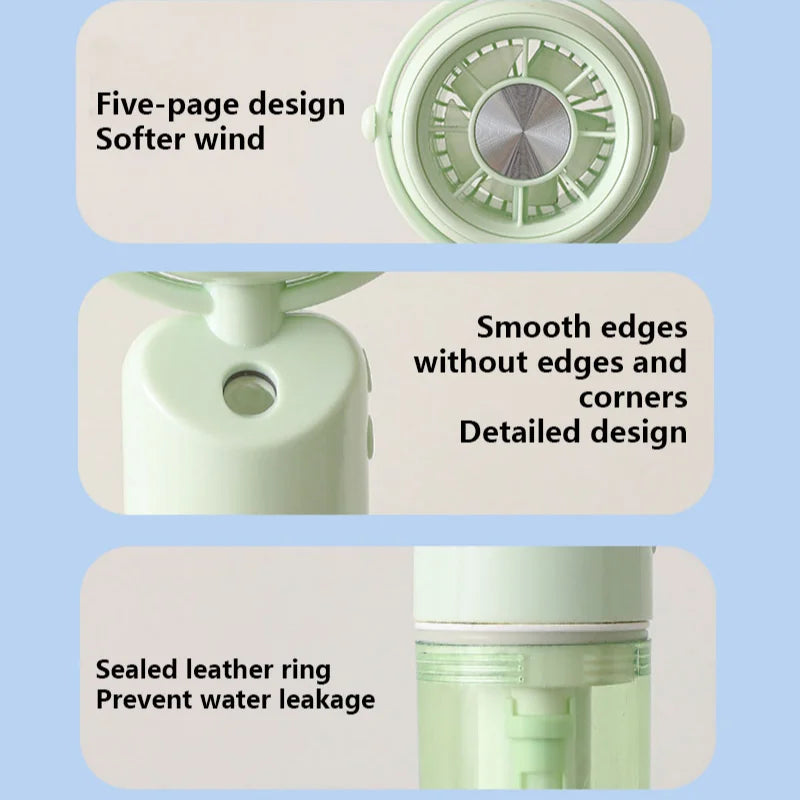 Portable Misting Handheld Fan – USB Rechargeable, 3-Speed Misting Handheld Fan Qst