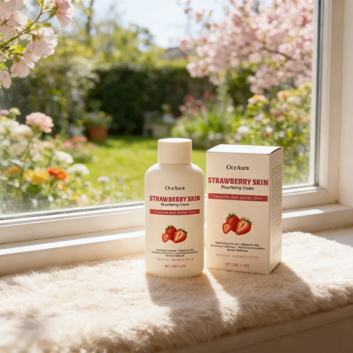 OceAura Strawberry Body Cream – AHA BHA Glycolic Salicylic Acid Body Exfoliating Cream Qst