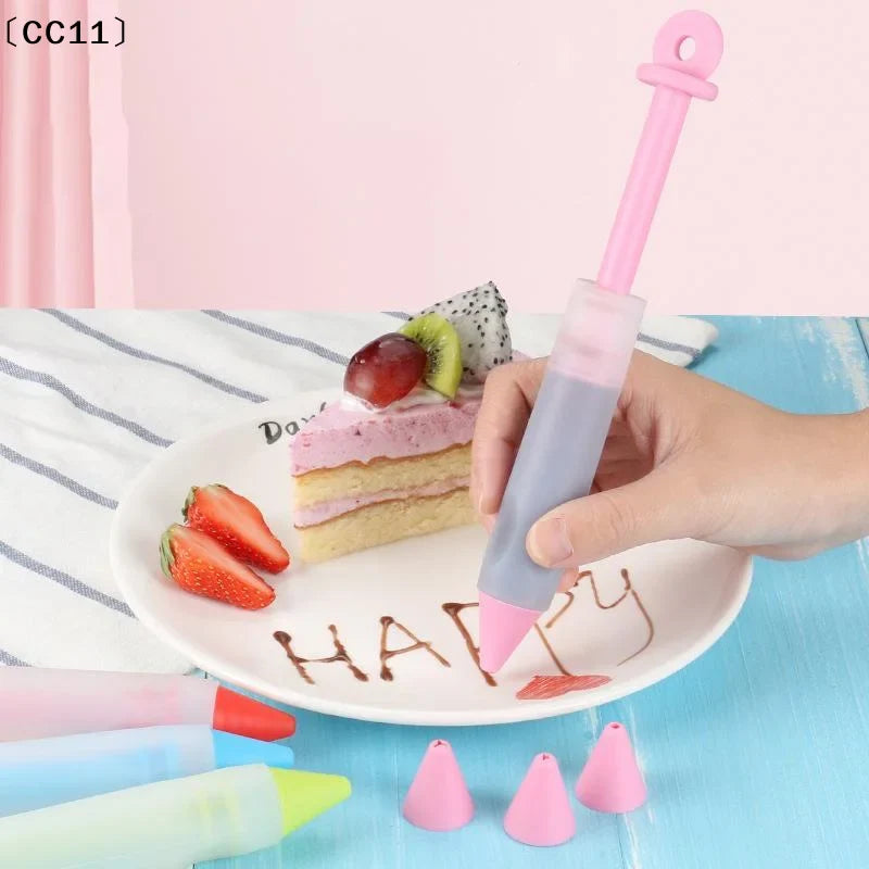4-Head Silicone Piping Pen Set – Chocolate & Butter Decorating Piping Decorating Set Qme