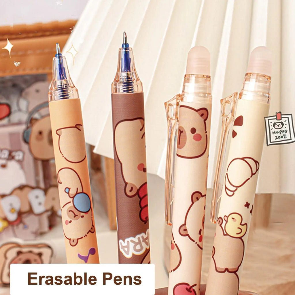 Erasable Gel Pens Set – Cartoon Animal Retractable 0.5mm Fine Point Erasable Gel Pen Set Qme