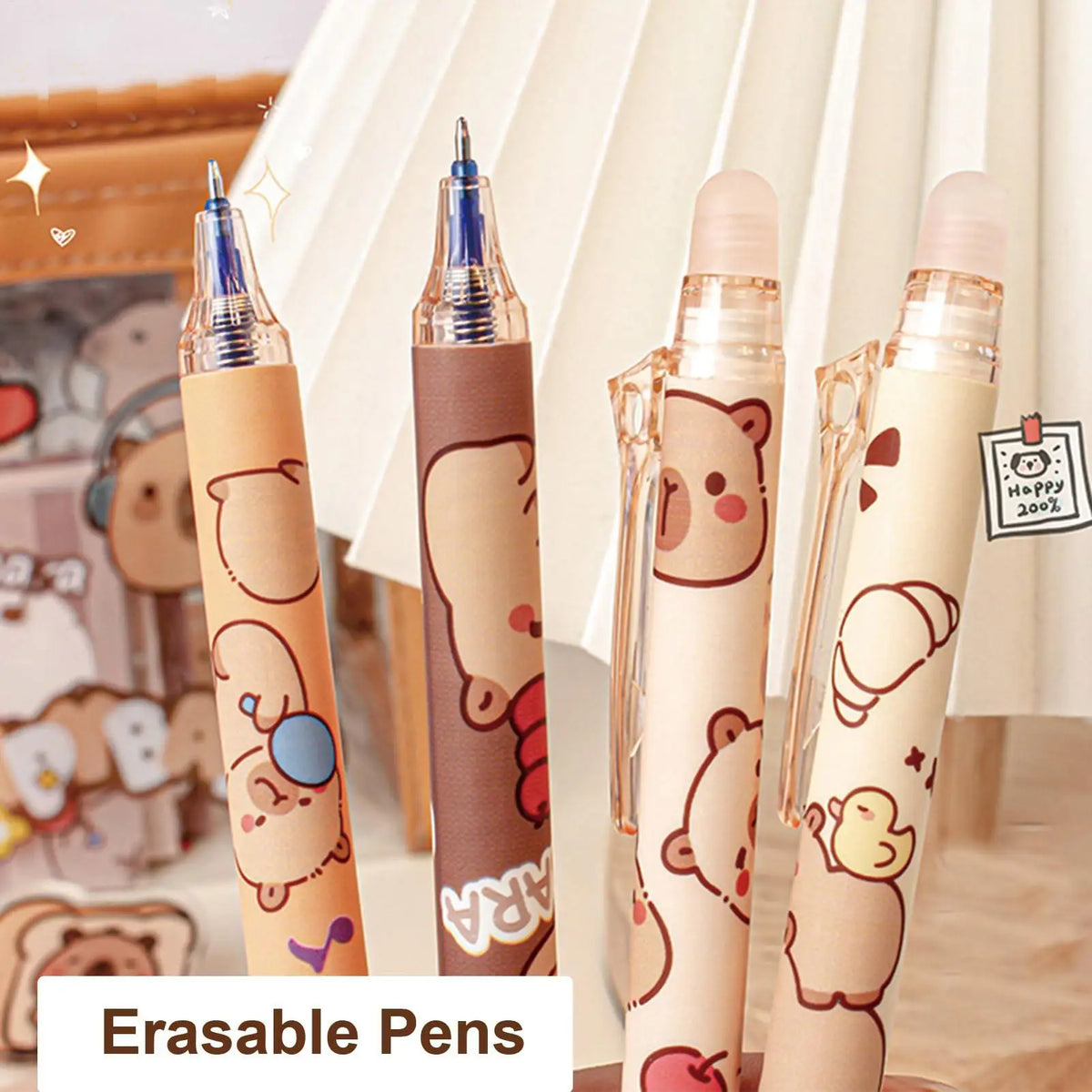 Erasable Gel Pens Set – Cartoon Animal Retractable 0.5mm Fine Point Erasable Gel Pen Set Qme